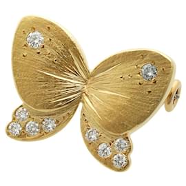 Autre Marque-Yellow Gold Diamond Butterfly Brooch-Golden
