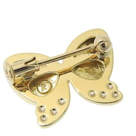 Autre Marque-Yellow Gold Diamond Butterfly Brooch-Golden