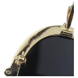 Autre Marque-K18YG Black Onyx Stone Cameo Pendant Brooch-Black