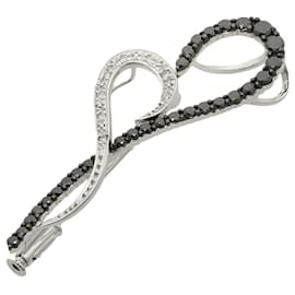 Autre Marque-K18WG/K14WG Diamond Heart Pendant Brooch-White