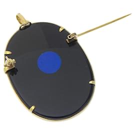 Autre Marque-Stone Cameo Pendant Brooch K18YG Chalcedony-Golden