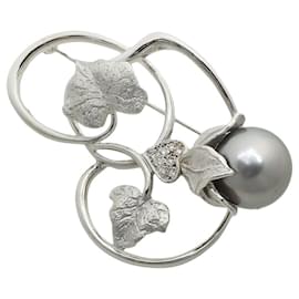 Autre Marque-Black Pearl Brooch K14WG-Black