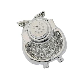Autre Marque-Monnickendam Owl Pin Brooch K18WG Diamond-White
