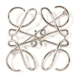 Loewe Anagram Metal Brooch Silver Silvery