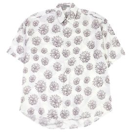 Dior Silk Etoile Pattern Short Sleeve Shirt White