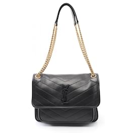 Sac à épaule en cuir Yves Saint Laurent noir Noir