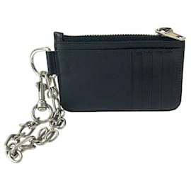Balenciaga-Balenciaga Leather Logo Black Coin Card Case-Black