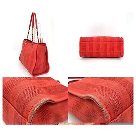 Chanel Deauville Medium Tote Bag Red Red