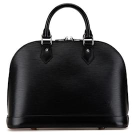 Louis Vuitton-Louis Vuitton Alma PM Leather Handbag Black-Black