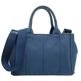 Prada-Prada CANAPA Tote Women's Handbag-Blue