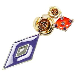 Versace-Versace Gold Multicolor Rhinestone Brooch-Golden