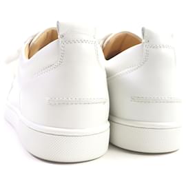 Christian Louboutin-Christian Louboutin Lewis Jr. Rhinestone Leather Sneakers-White