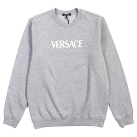 Versace-Versace Logo Embroidered Cotton Sweatshirt M-Brown