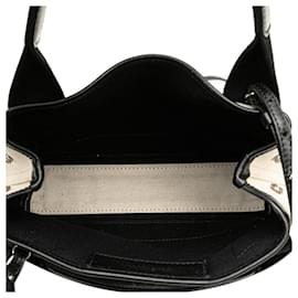 Balenciaga-Balenciaga Navy Cabas XS Canvas Leather Handbag-Beige