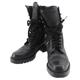 Chanel Leather Boots Black Black