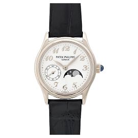 Patek Philippe 4856G White Gold Leather Manual Watch White