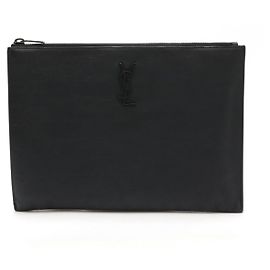 Yves Saint Laurent Saint Laurent Crocodile Embossed Monogram Tablet Holder Clutch Bag 453249 Black