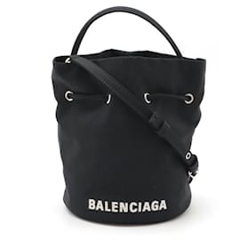 Balenciaga-Balenciaga Wheel XS Nylon Canvas Bucket Bag-Black