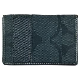 Coach Signature Canvas Leather Card Case Black