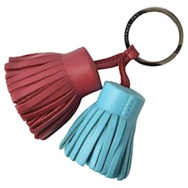 Hermès-Hermes Carmen Uldos Keyring Tassel Charm Bordeaux/Light Blue-Brown