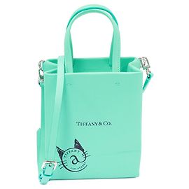 Tiffany & Co. Mini Borsa Shopping 2way in Pelle di Vitello Gatto da Strada Blu Blu