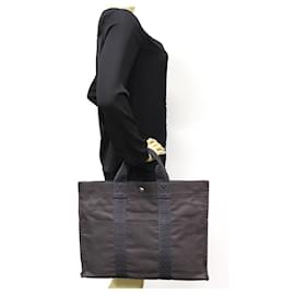 Hermès-Hermes Canvas Herline Tote Bag MM Gray-Grey