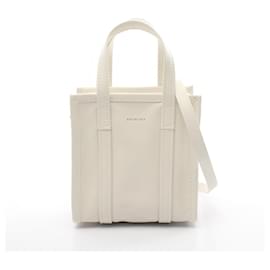 Balenciaga-Balenciaga Bazar Shopper XXS Leather Handbag-White