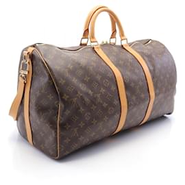 Louis Vuitton-Louis Vuitton Keepall Bandouliere 55 Boston Bag M41414-Brown