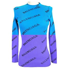 Balenciaga-Balenciaga Knit Sweater Blue 570844-Blue