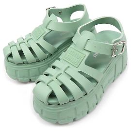 Miu Miu Green Platform Cage Sandals Green