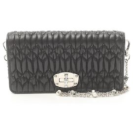 Miu Miu Leather Matelassé Shoulder Bag Black