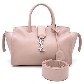 Bolsa de couro Baby Downtown Cabas Yves Saint Laurent Rosa