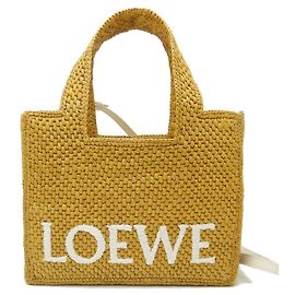 Loewe Raffia Font Tote Small Bag Yellow