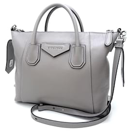 Givenchy-Givenchy Antigona Soft Small 2Way Leather Tote-Grey