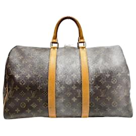 Louis Vuitton-Louis Vuitton Monogram Keepall 45 Bag M41428-Brown