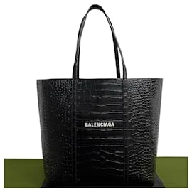 Balenciaga-Balenciaga Leather Everyday Tote Bag Black-Black