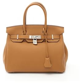 Hermès-Sac à main Hermes Birkin 30 Verso Togo Marron/Jaune-Marron