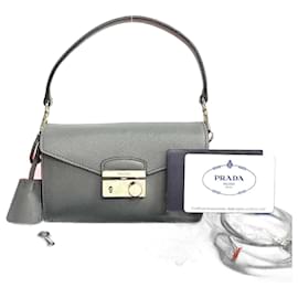 Prada-Prada Saffiano Leather 2way Mini Shoulder Bag-Grey