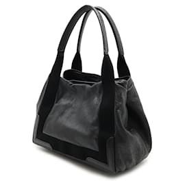 Balenciaga-Balenciaga Navy Small Cabas Logo Tote Bag-Black