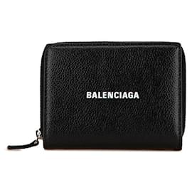 Balenciaga-Balenciaga Logo Leather Bifold Wallet-Black