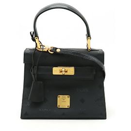 MCM Visetos Logo Handbag 2WAY Black Black