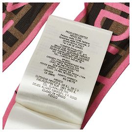 Fendi Silk Zucca Logo Scarf Brown Pink Other