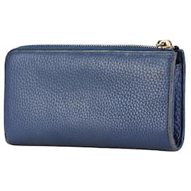 Prada-Prada Saffiano Leather Long Wallet Navy-Blue