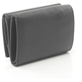 Prada-Prada Saffiano Leather Tri-Fold Wallet Black-Black