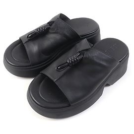 LOEWE FLAMENCO Anagram Mules Leather Sandals Black