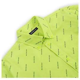 Balenciaga-Balenciaga Logo Short Sleeve Shirt Yellow-Yellow
