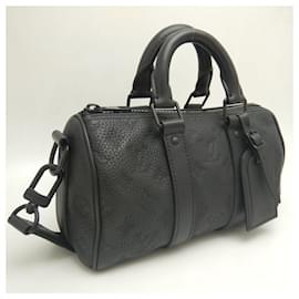Louis Vuitton-Louis Vuitton Leather Keepall Bandouliere 25 Handbag-Black