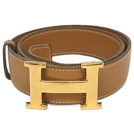 Hermès Cinto de couro Constance Hermes marrom dourado Marrom