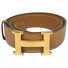 Hermès-Hermes Constance Leather Belt Brown Gold-Brown