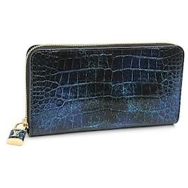 Louis Vuitton-Louis Vuitton Crocodile Zippy Wallet Padlock N81607-Blue